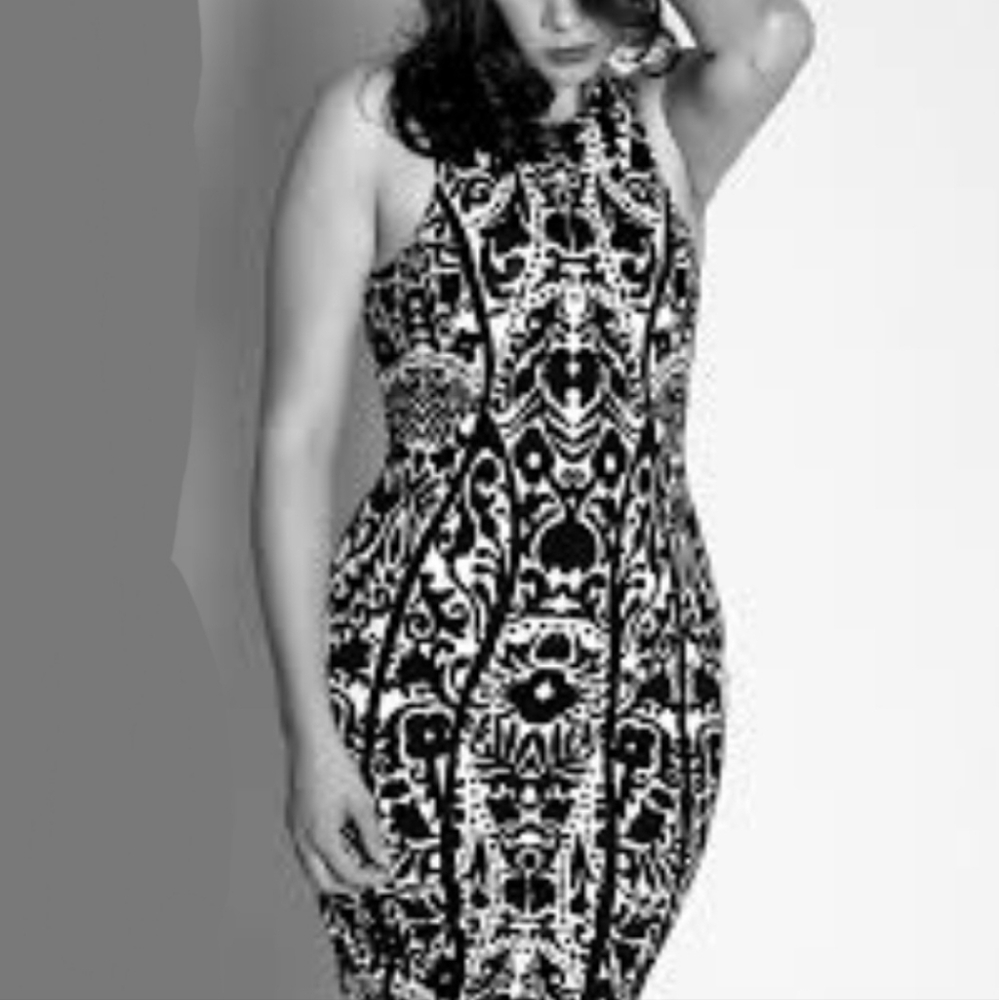 H&M Black and White Sleeveless Bodycon Mini Dress - Picture 2 of 11